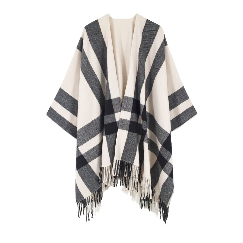 MOSS ROSE - Chal de borlas con estampado de rayas para mujer