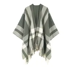 MOSS ROSE - Chal de borlas con estampado de rayas para mujer