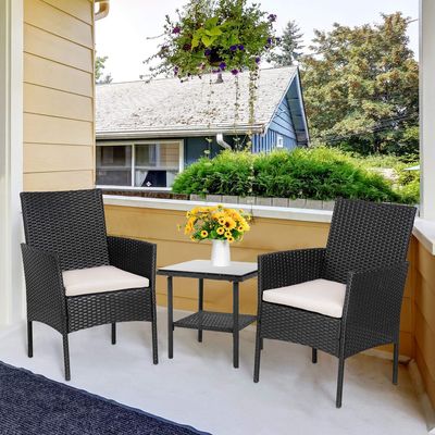 Imagen 2 del producto Juego de Terraza y Balcón de Ratán Sintético 3 Piezas