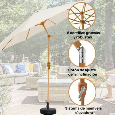Imagen 2 del producto Quitasol con Manivela para Elevación UV Impermeable 260cm