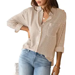 TIOZONEY - Camisa Manga Larga Algodón Mujer