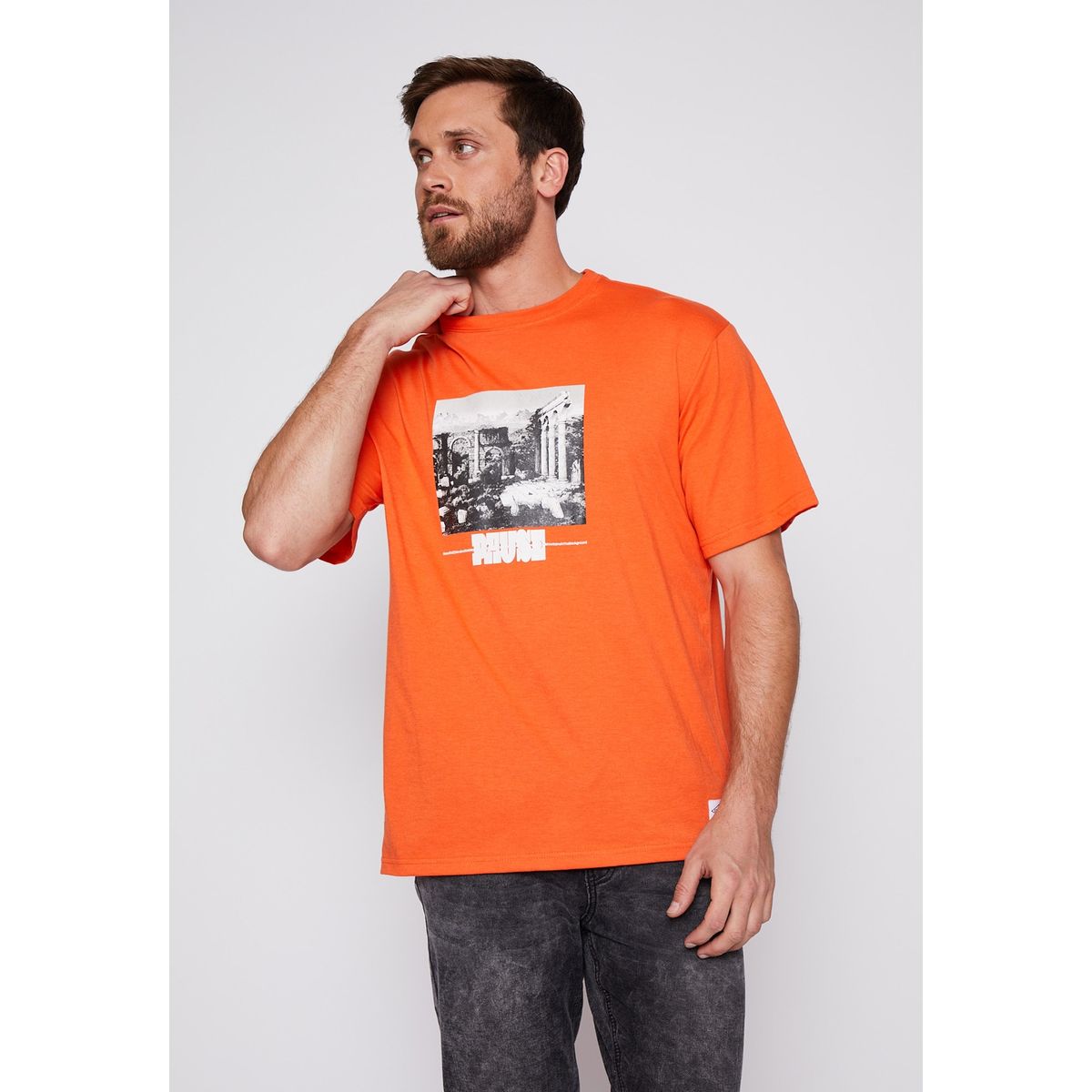 FAMILY SHOP - Polera Hombre Print Pause Naranja Family Shop
