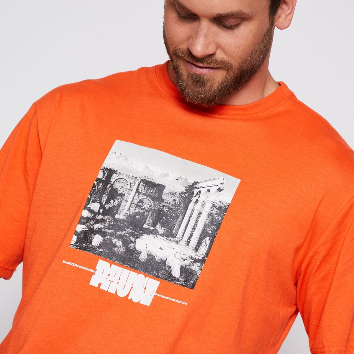 FAMILY SHOP - Polera Hombre Print Pause Naranja Family Shop