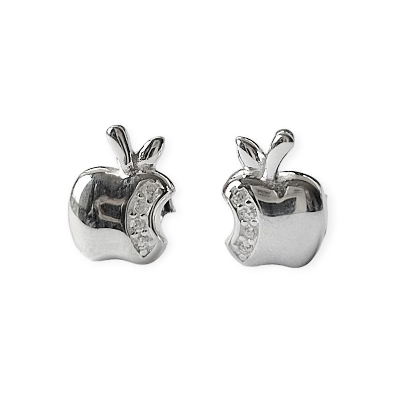 ANDREA COGGIOLA JOYAS - Aros Manzana Circón Plata Fina 925