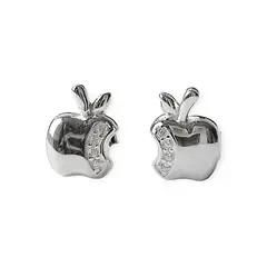 ANDREA COGGIOLA JOYAS - Aros Manzana Circón Plata Fina 925
