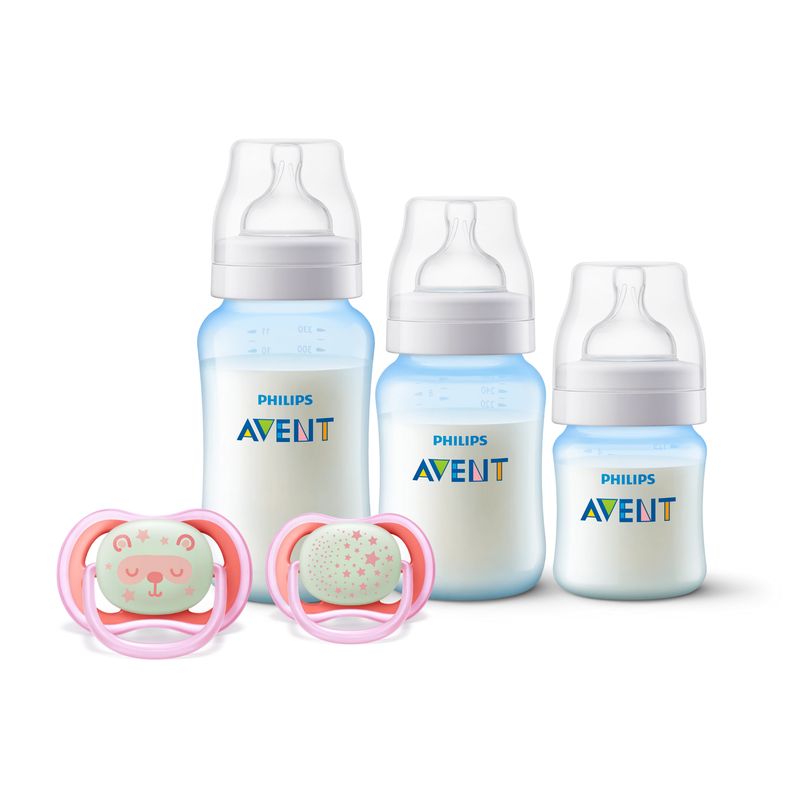 AVENT - 3 Mamaderas Anticolic + 2 Chupetes Ultra air 6-18m sin BPA