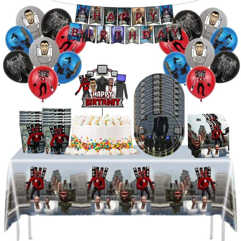 GENERICO - Pack Decoración Globos Cotillón Skibidi toilet