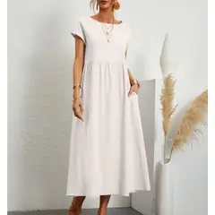 TIOZONEY - Vestido Largo Algodón Mujer