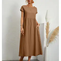 TIOZONEY - Vestido Largo Algodón Mujer