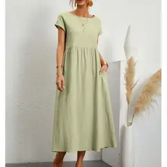 TIOZONEY - Vestido Largo Algodón Mujer
