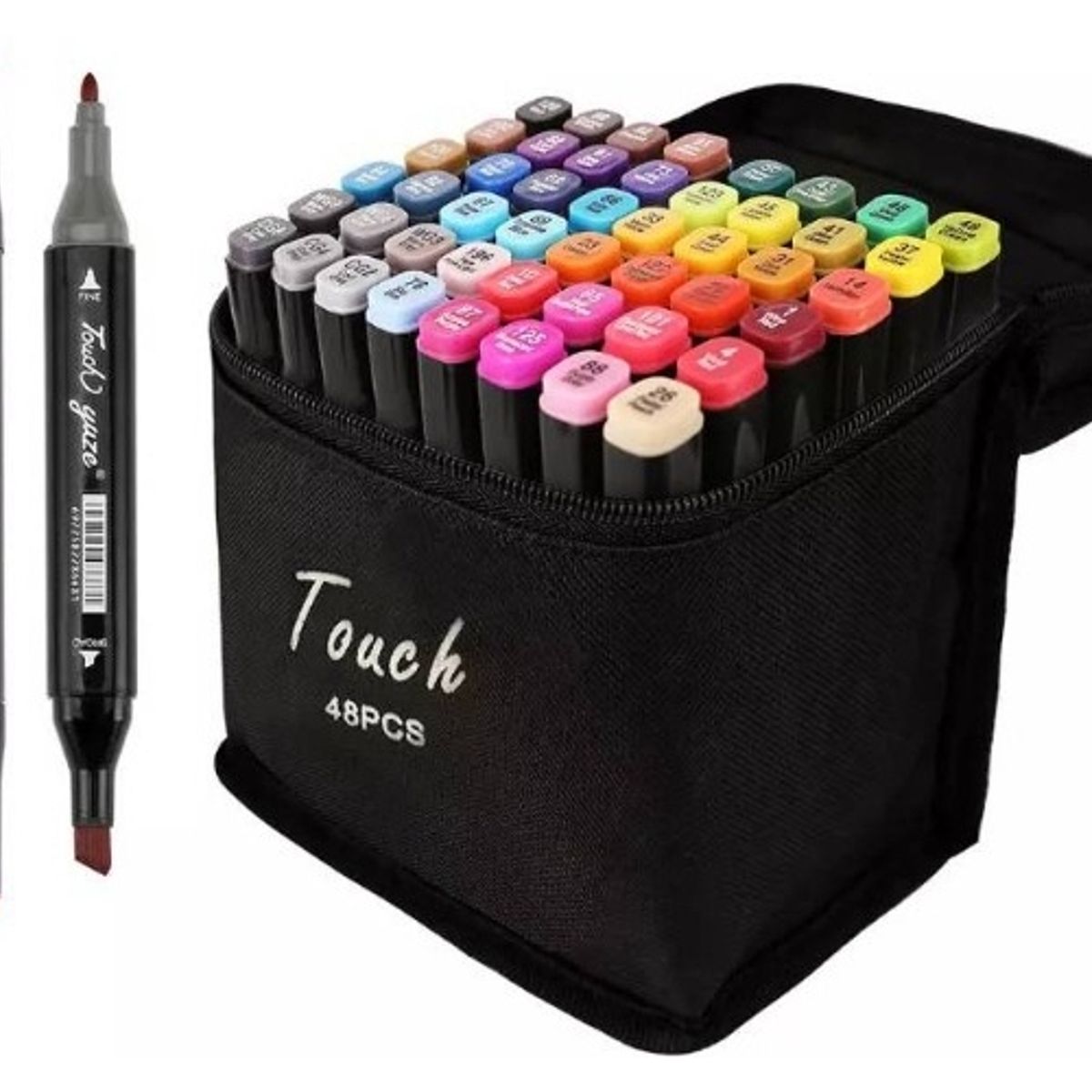 GENERICO - Set 48 Plumones Marcadores Rotuladores Doble Punta Colorear