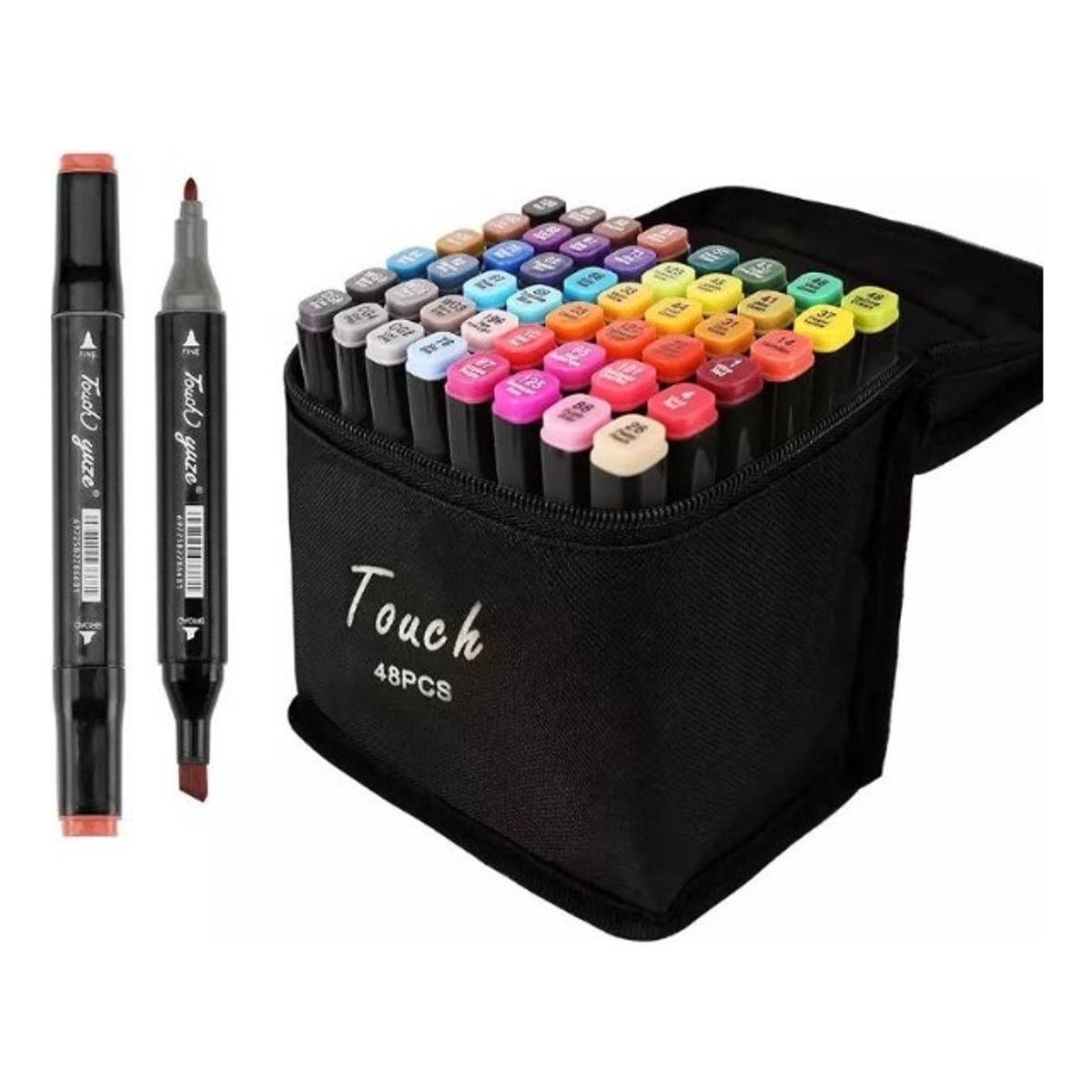 GENERICO - Set 48 Plumones Marcadores Rotuladores Doble Punta Colorear