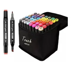 GENERICO - Set 48 Plumones Marcadores Rotuladores Doble Punta Colorear