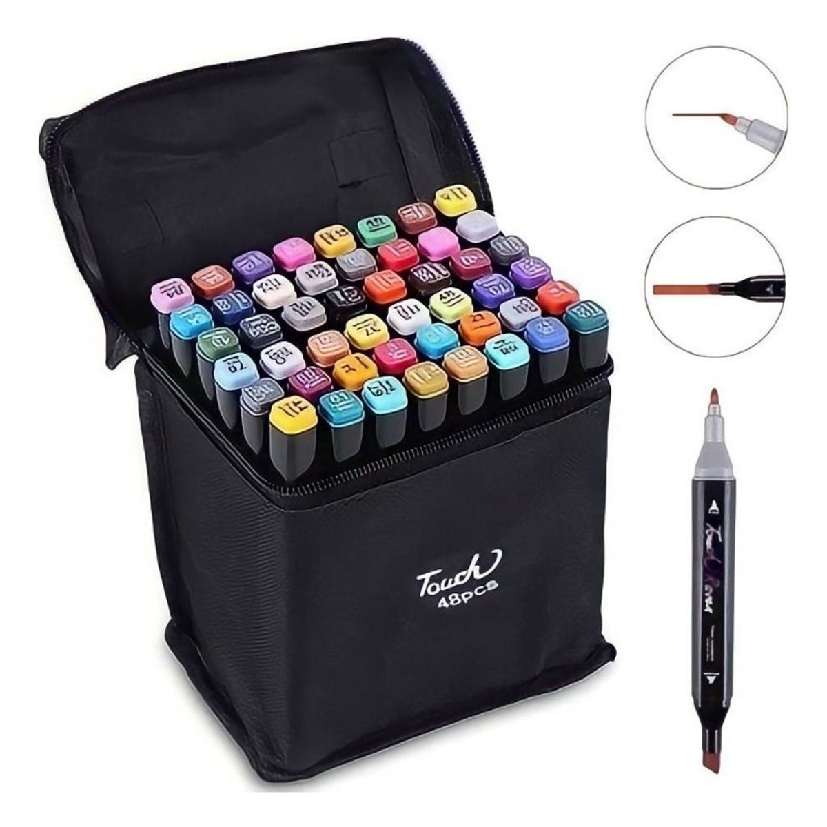 GENERICO - Set 48 Plumones Marcadores Rotuladores Doble Punta Colorear