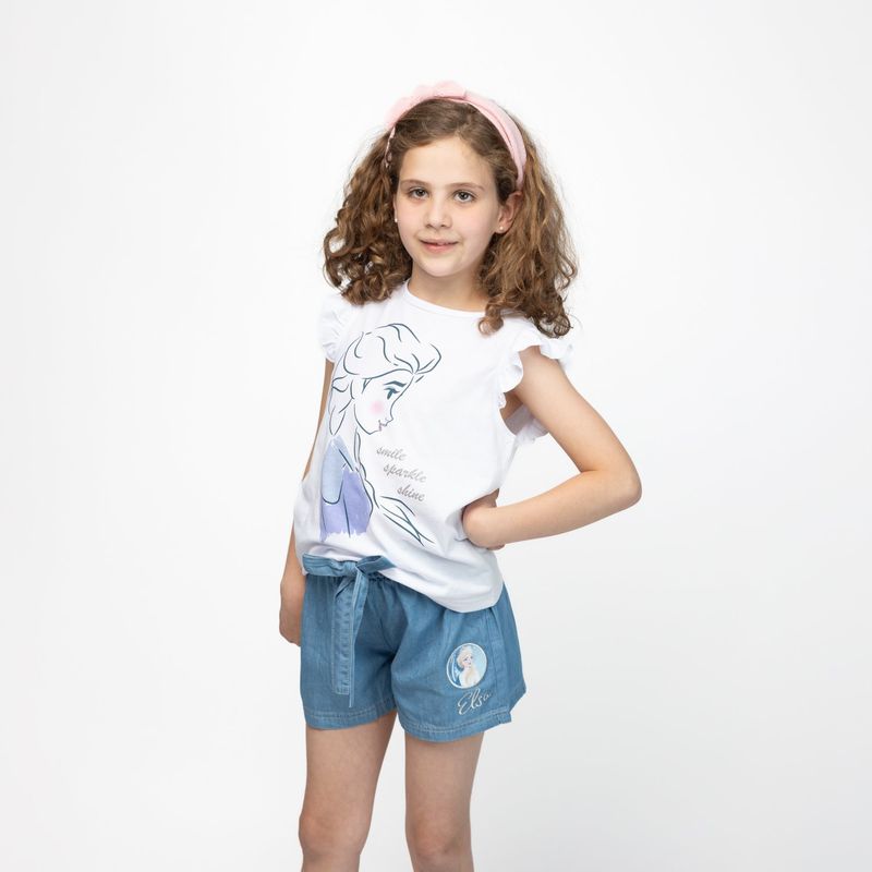 DISNEY - Polera Niña Smile Shine Frozen Blanco Disney