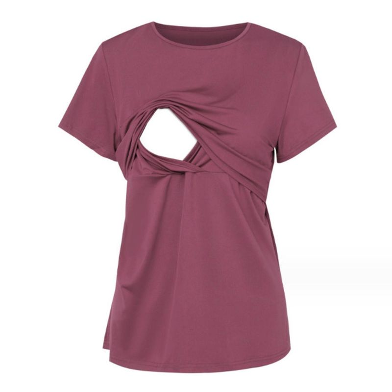 KIVARA - Polera Lactancia Maternidad Lina Manga Corta Magenta - Rojo