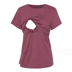 KIVARA - Polera Lactancia Maternidad Lina Manga Corta Magenta - Rojo