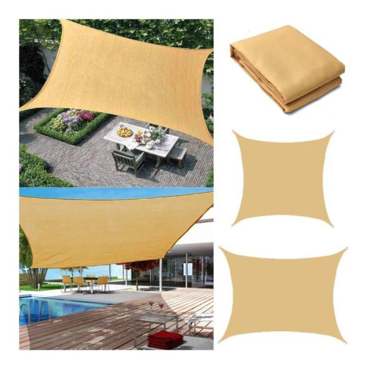 GENERICO - Toldo Vela Cuadrado Sombreado  4x4 mts