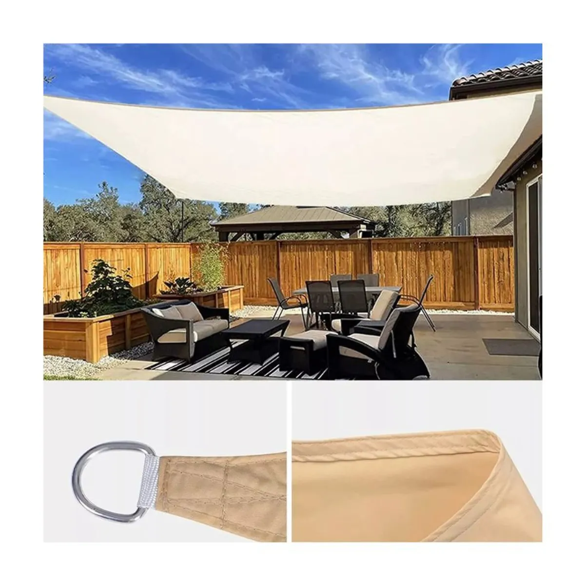 GENERICO - Toldo Vela De Sombra Rectangular Para Patio Jardín 2x3 M