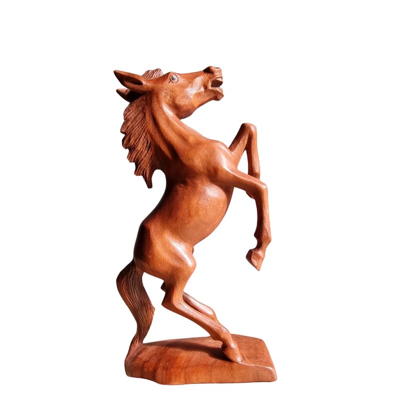 GENERICO - CABALLO DE MADERA 30CM TALLADO A MANO