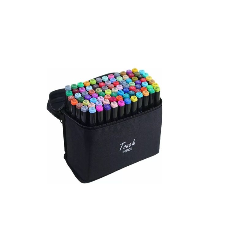 GENERICO - 80 Lápices Para Colorear Marcadores Doble Punta + Estuche