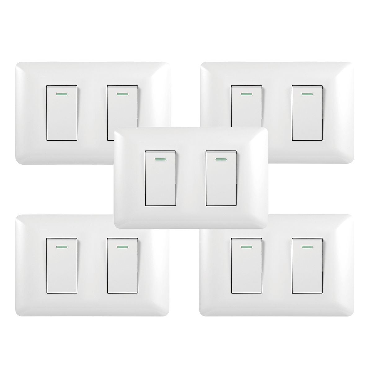 WANT - Pack 5 Interruptor Doble 9/ 24 10A 250V Blanco
