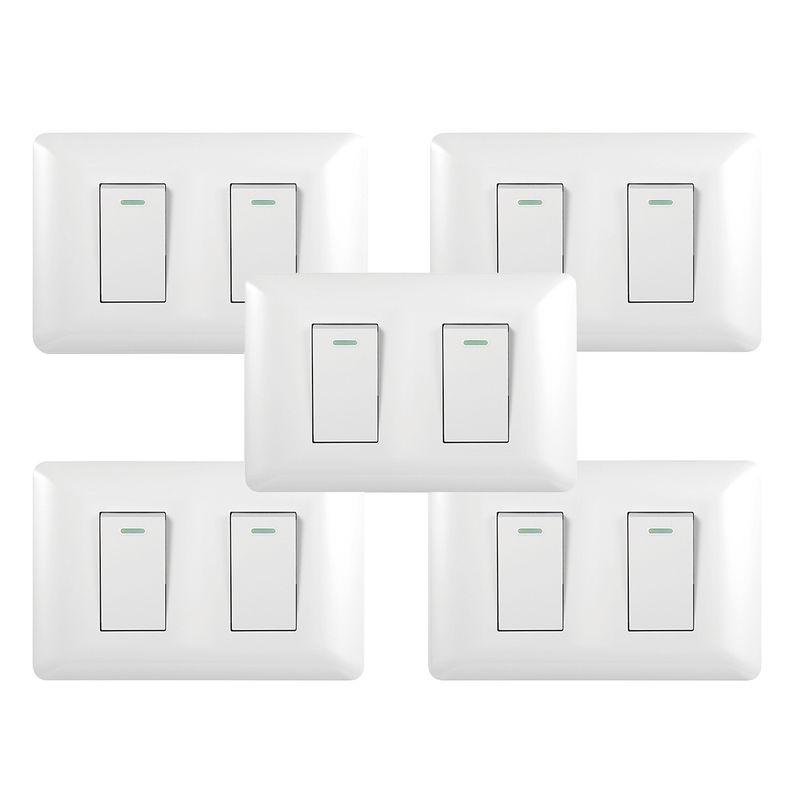 GENERICO - Pack 5 Interruptor Doble 9/ 24 10A 250V Blanco
