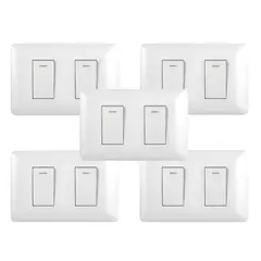 GENERICO - Pack 5 Interruptor Doble 9/ 24 10A 250V Blanco