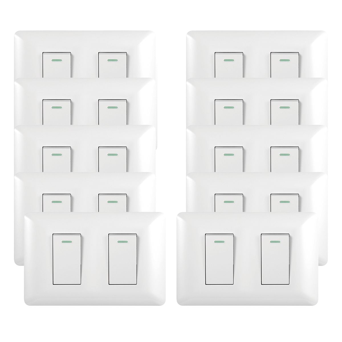 WANT - Pack 10 Interruptor Doble 9/ 24 10A 250V Blanco
