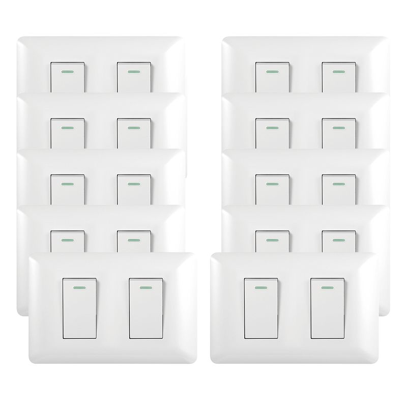 GENERICO - Pack 10 Interruptor Doble 9/ 24 10A 250V Blanco