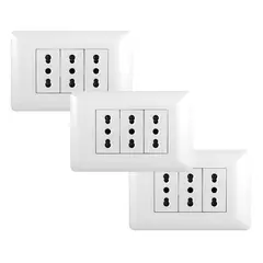 WANT - Pack 3 Tomacorriente Triple 10/ 16A 250V Blanco.