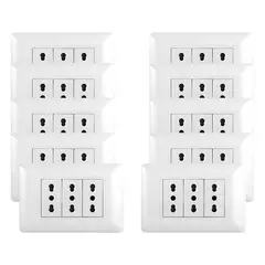 GENERICO - Pack 5 Tomacorriente Triple 10/ 16A 250V Blanco
