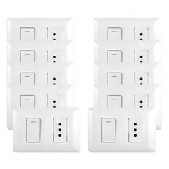 WANT - Pack 10 Tomacorriente Simple 10A + Interruptor Simple 9/ 12 10A 250V