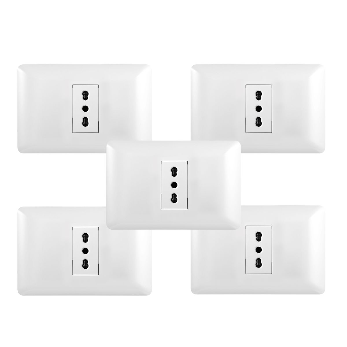 WANT - Pack 5 Tomacorriente Simple 10/ 16A 250V Blanco