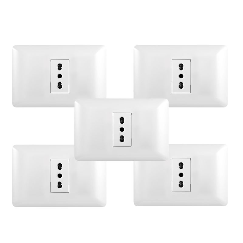 GENERICO - Pack 5 Tomacorriente Simple 10/ 16A 250V Blanco