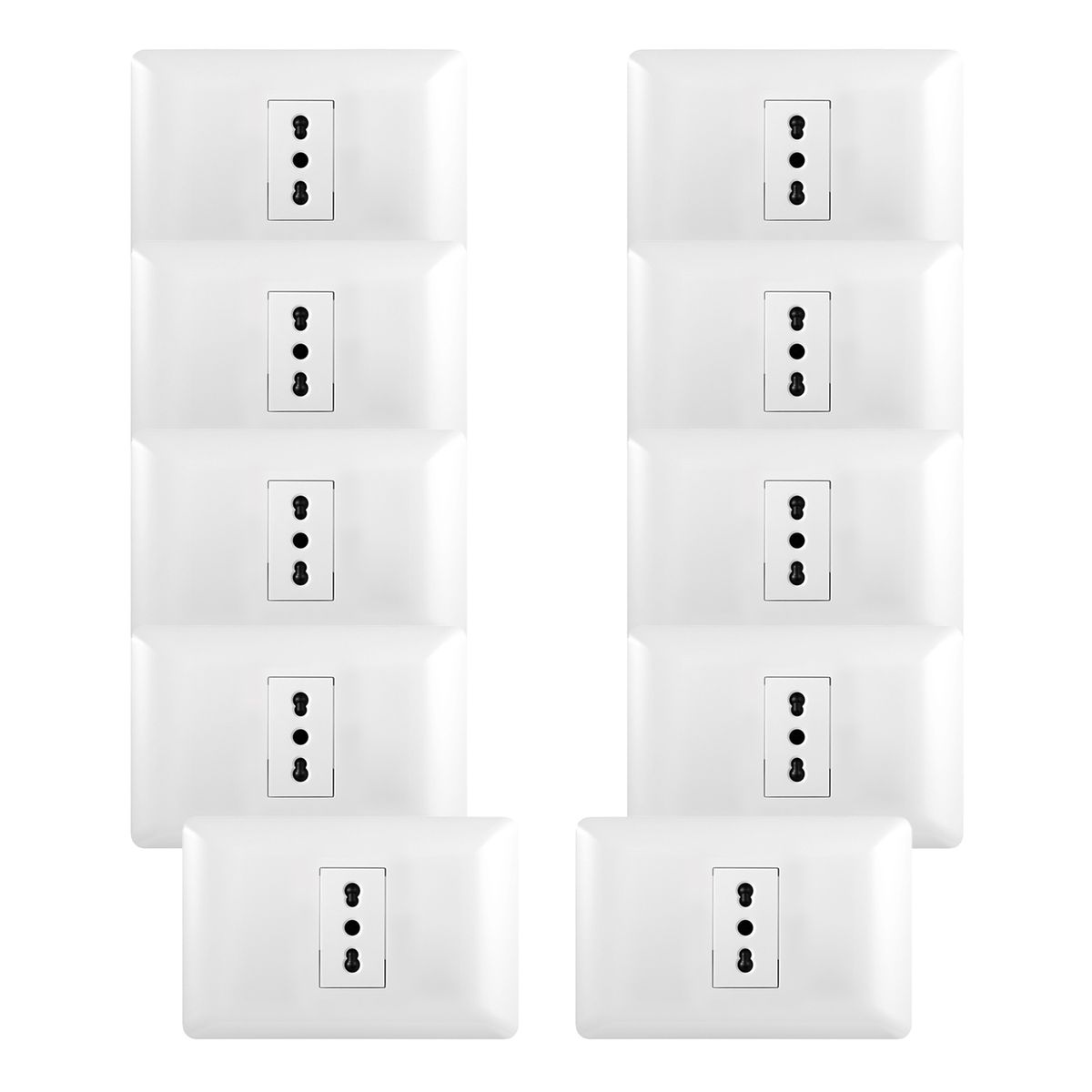 WANT - Pack 10 Tomacorriente Simple 10/ 16A 250V Blanco