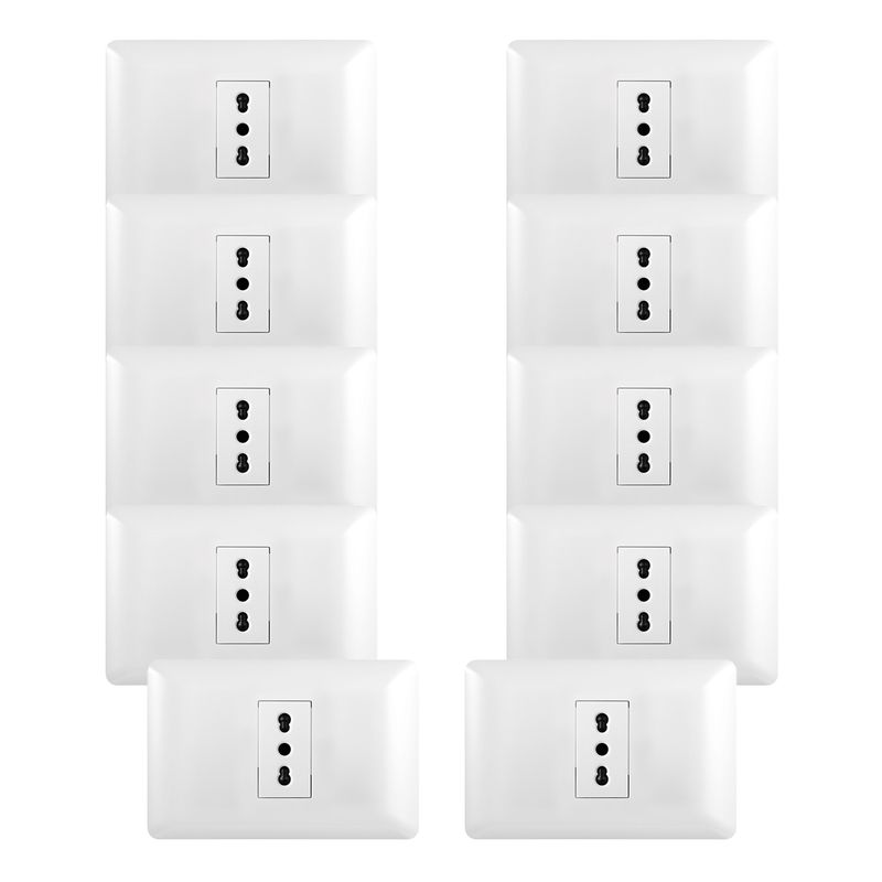 GENERICO - Pack 10 Tomacorriente Simple 10/ 16A 250V Blanco