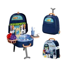 GENERICO - Maleta de Juguete 4en1 Set de Cocina con Lavaplatos 23 PCS Azul