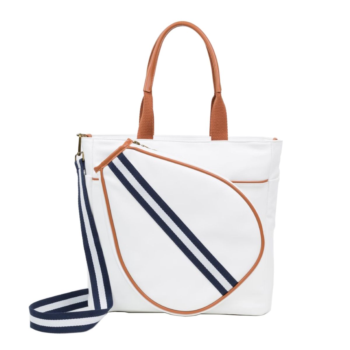 OPHIRA - Bolso Pádel Mallorca Blanco Strap Azul y Blanco