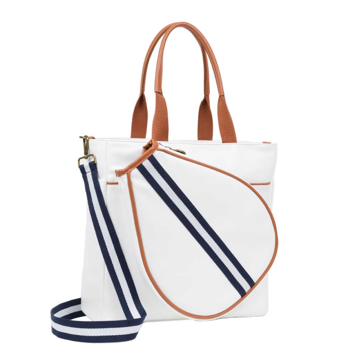 OPHIRA - Bolso Pádel Mallorca Blanco Strap Azul y Blanco