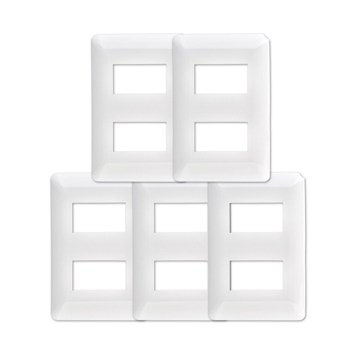 GENERICO - Pack 5 Placa Doble Con Soporte Blanco