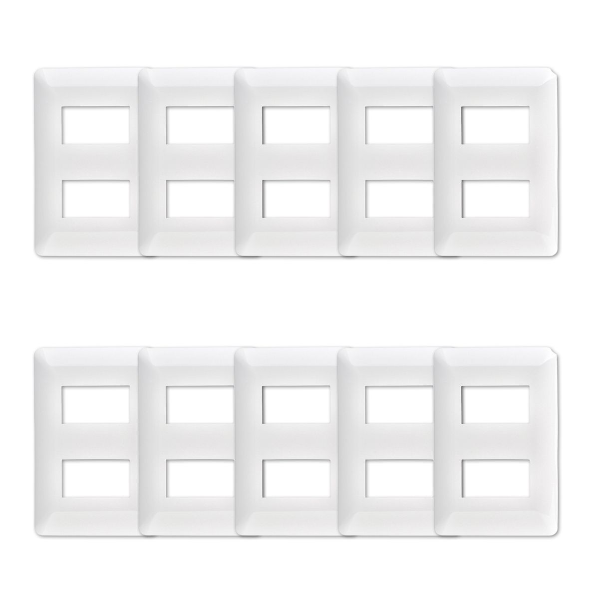 GENERICO - Pack 10 Placa Doble Con Soporte Blanco