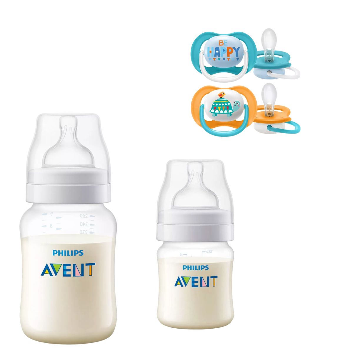 AVENT - Mamaderas Anticolic 125, 260 ml + 2 Chupetes 6-18m