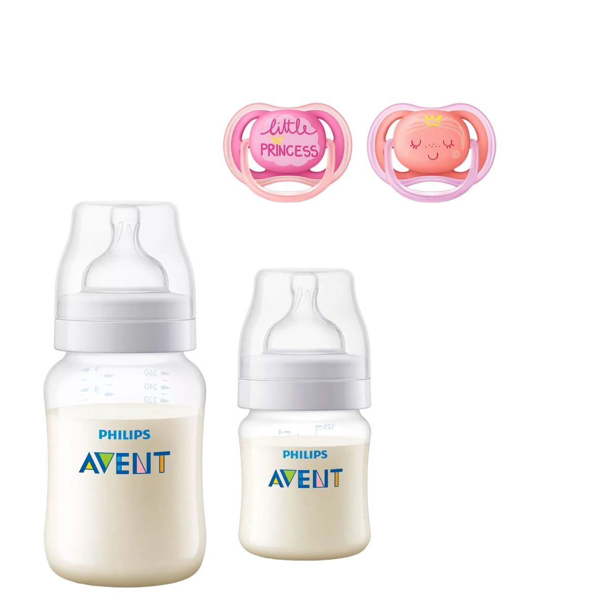 AVENT - Mamaderas Anticolic 125, 260 ml + 2 Chupetes 6-18m