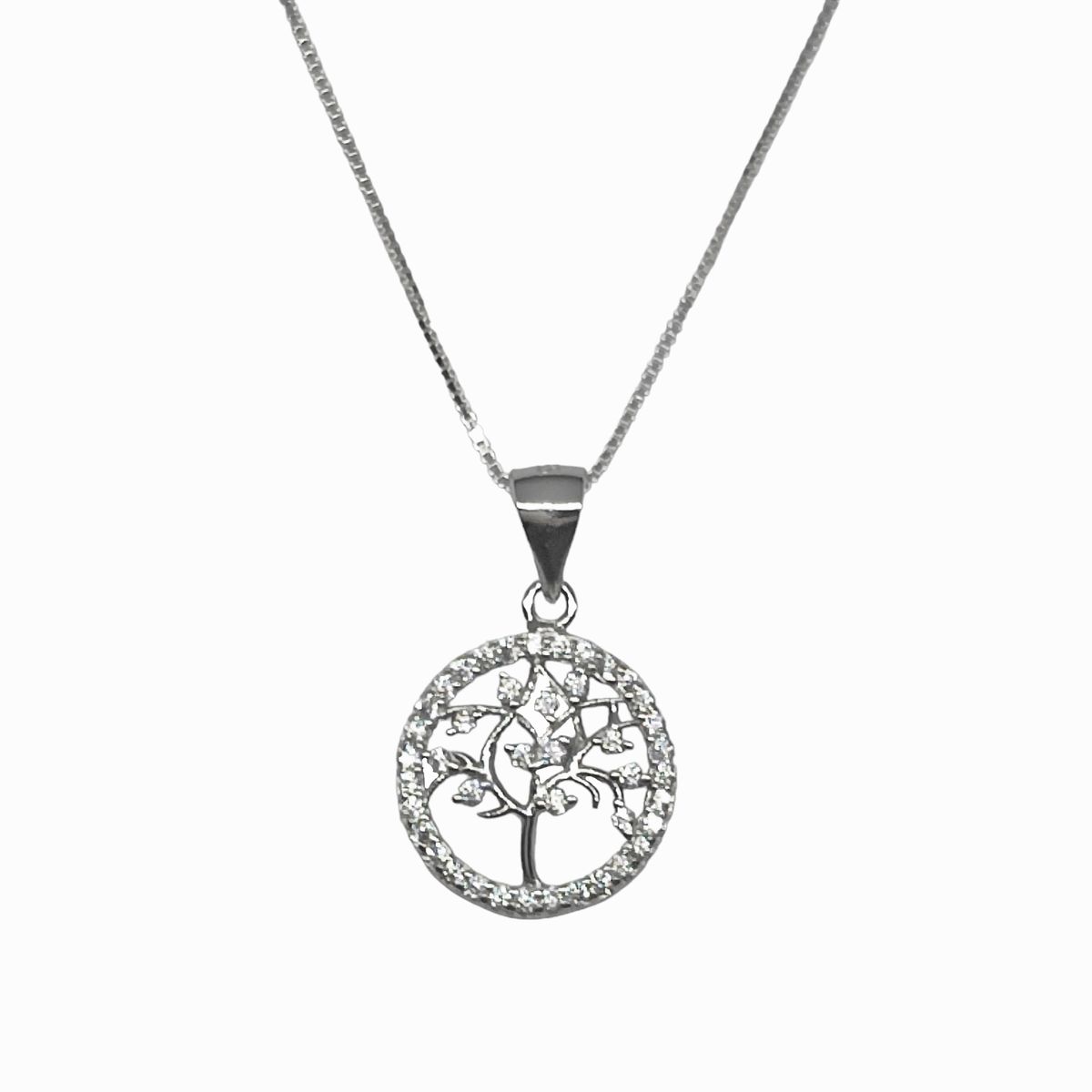 COGGIOLA - Collar Árbol De La Vida Circón Plata Fina 925 Baño Rodio