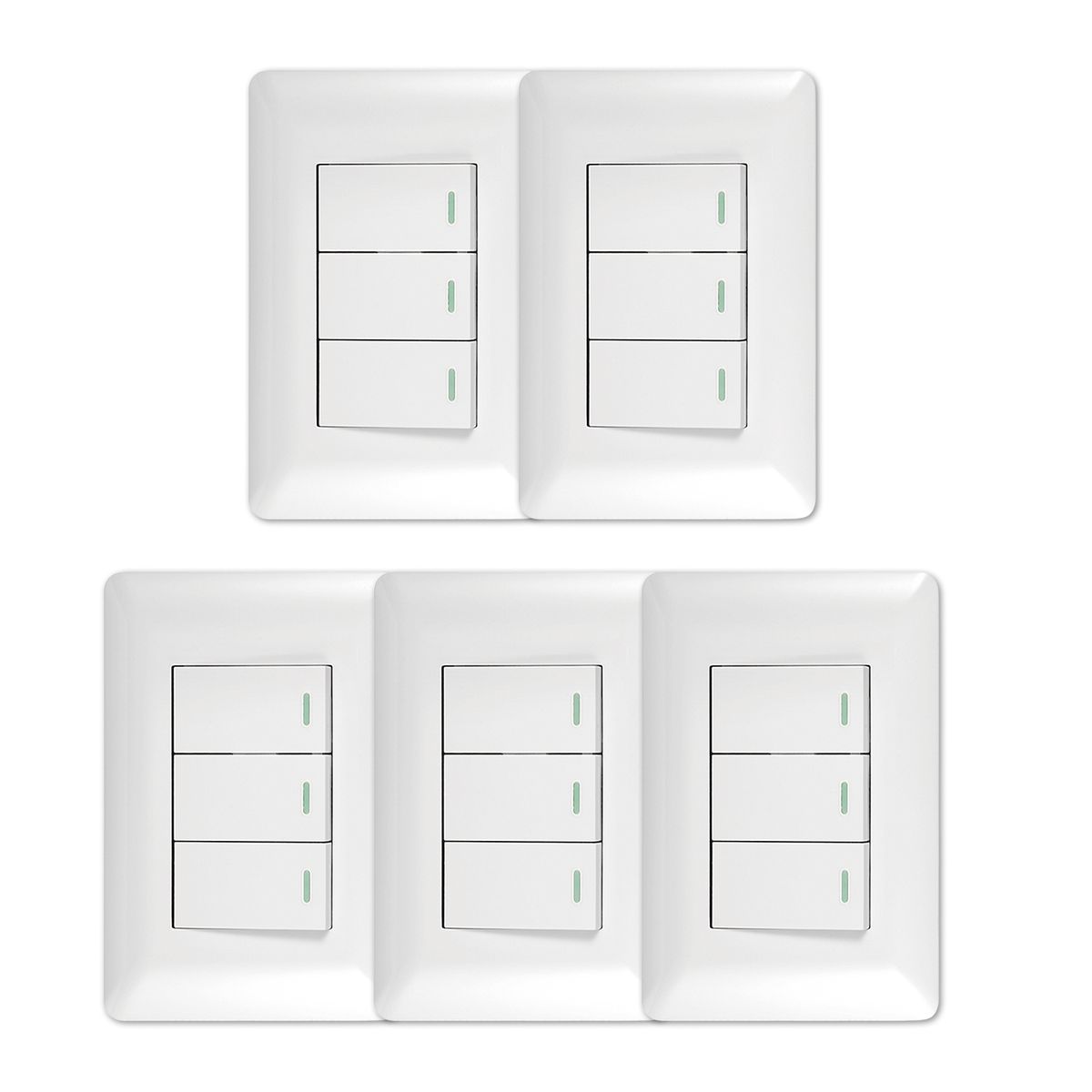 WANT - Pack 5 Interruptor Triple 9/12 10A 250V Blanco