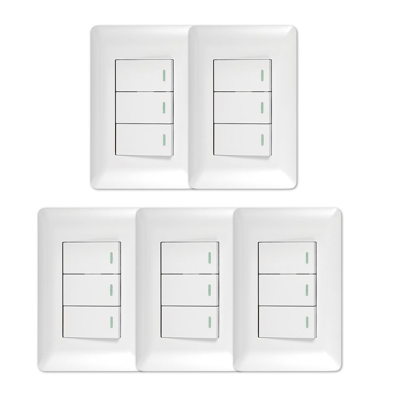 GENERICO - Pack 5 Interruptor Triple 9/12 10A 250V Blanco