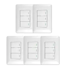 GENERICO - Pack 5 Interruptor Triple 9/12 10A 250V Blanco