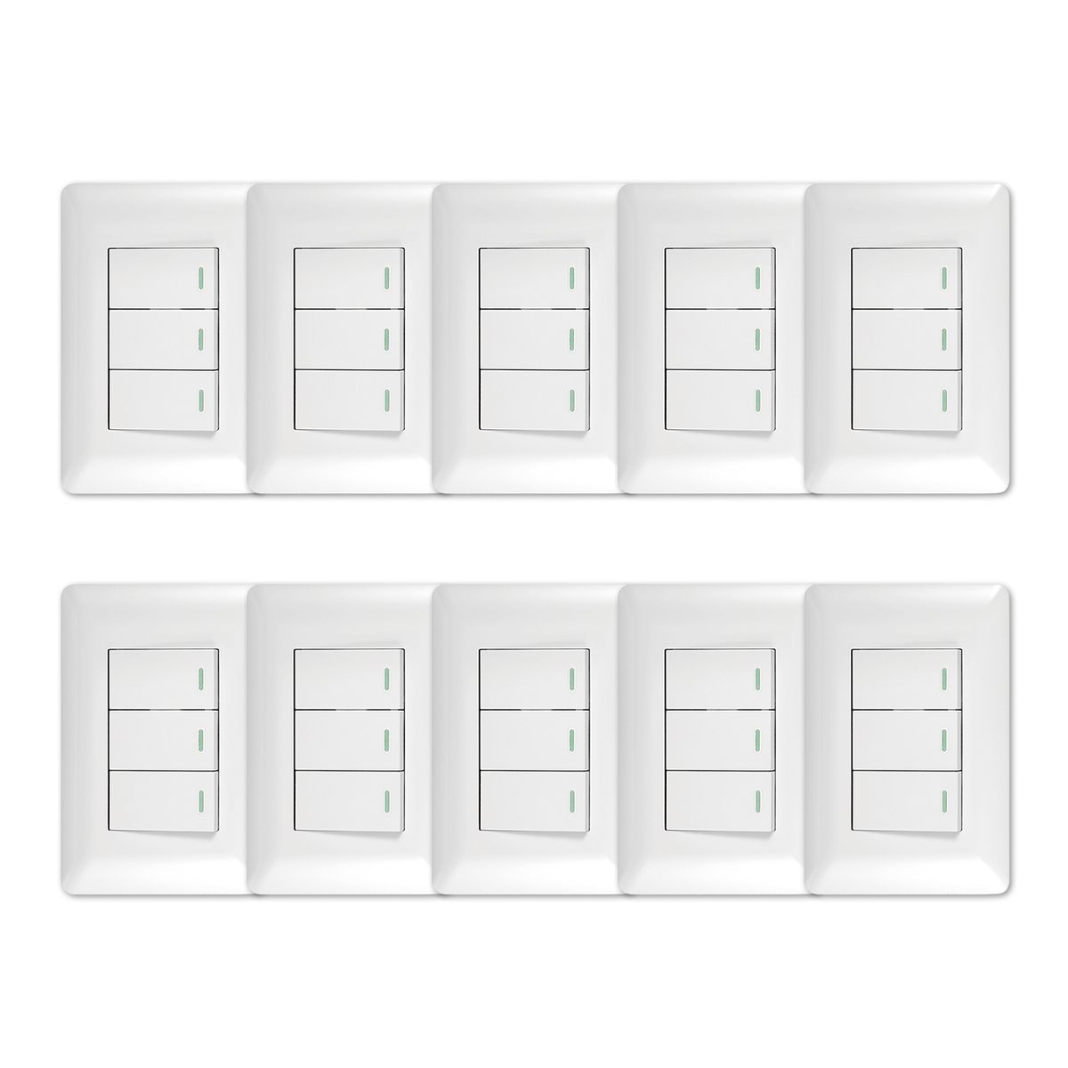 WANT - Pack 10 Interruptor Triple 9/12 10A 250V Blanco