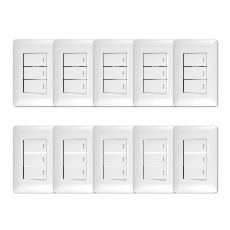 GENERICO - Pack 10 Interruptor Triple 9/12 10A 250V Blanco